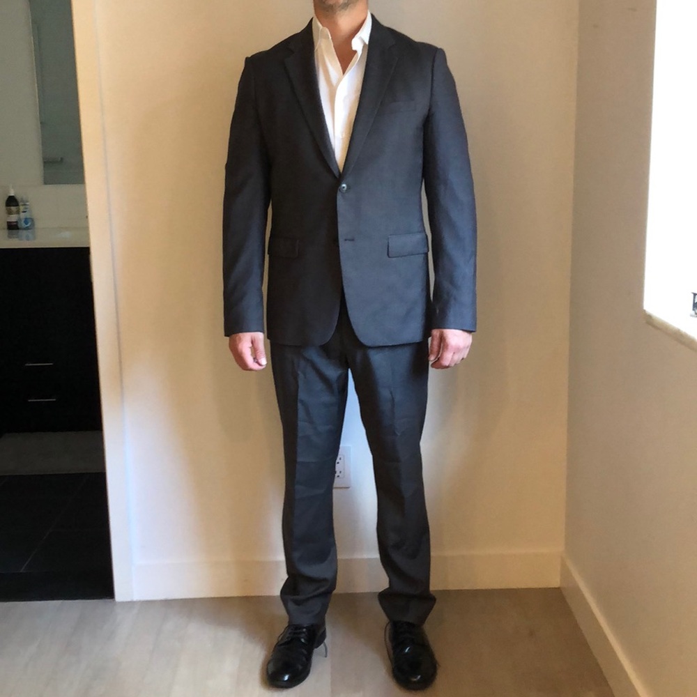 Theory grey stripe suit